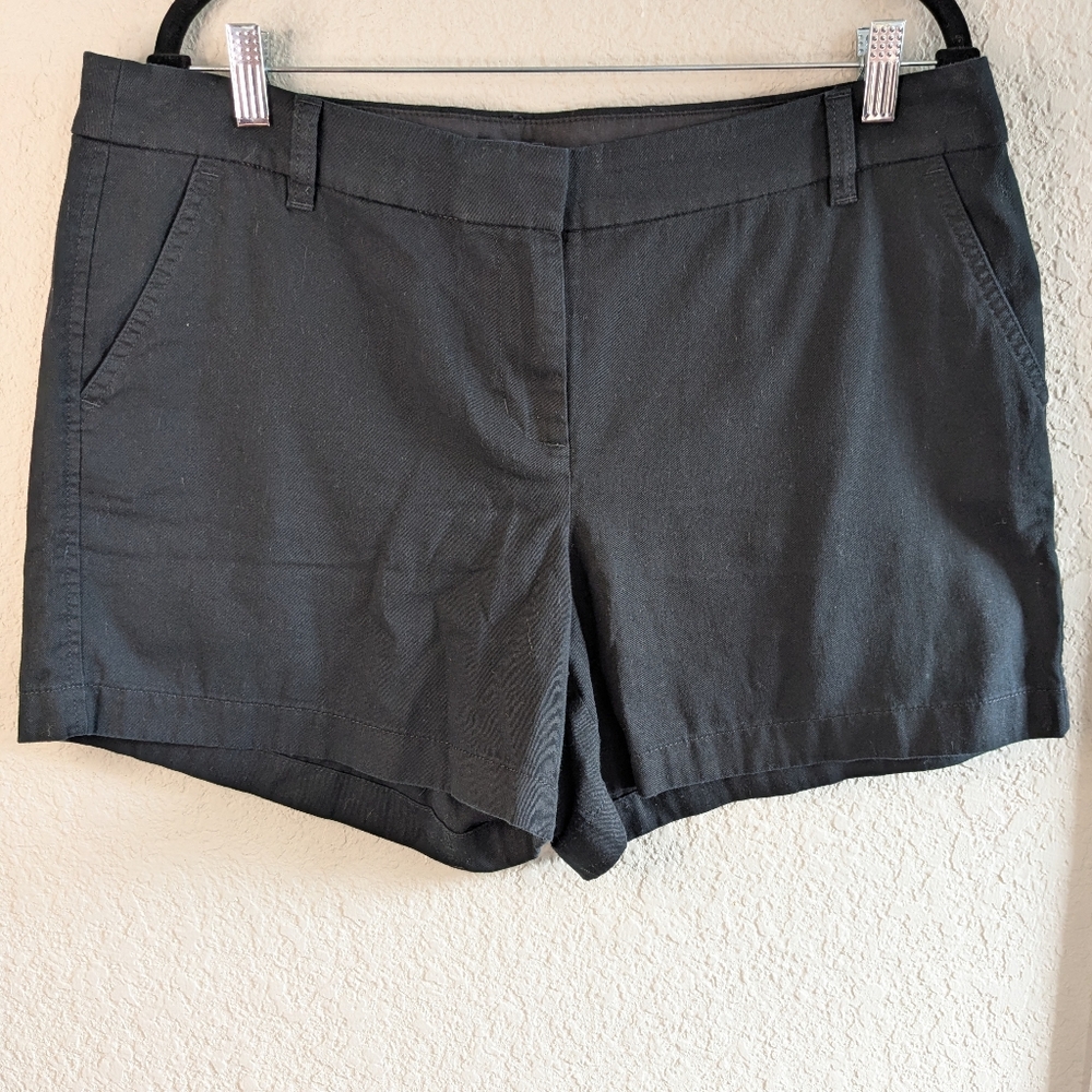 J. Crew Black Chino Shorts Size 14 4 Pockets 100% Cotton Excellent Condition